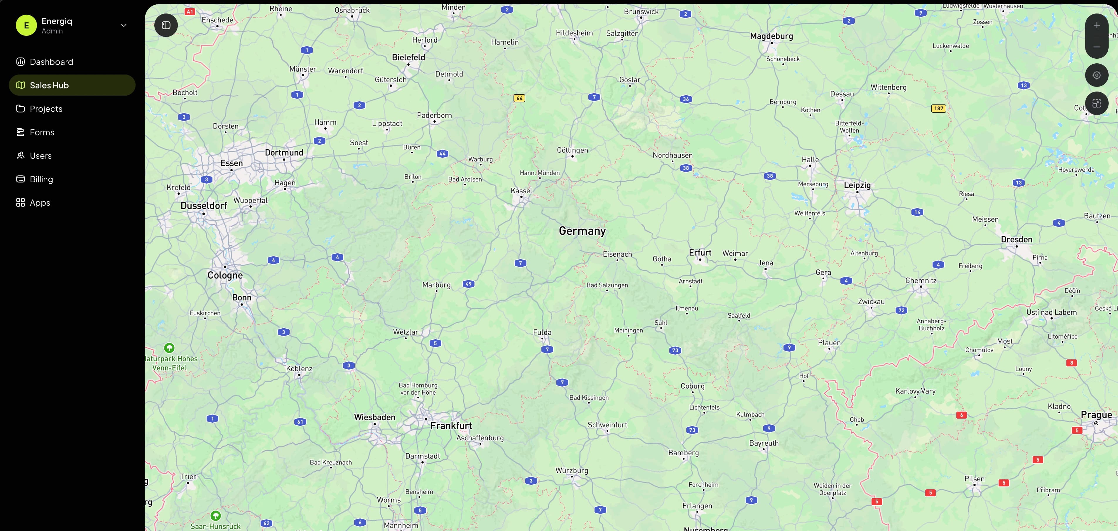 Energiq Sales Hub map